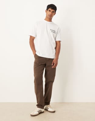 Asos Design Relaxed T-shirt With Cartoon Back Print In Brown