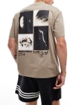 [ASOS DESIGN] ASOS DESIGN relaxed t-shirt with celestial back print in washed brown-Neutral XS BEIGE