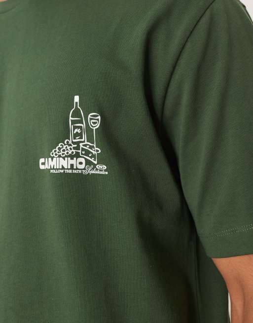 ASOS DESIGN relaxed t-shirt with chest print in green, 5 of 5
