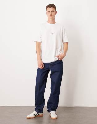 Asos Design Relaxed T-shirt With Chest Print In White