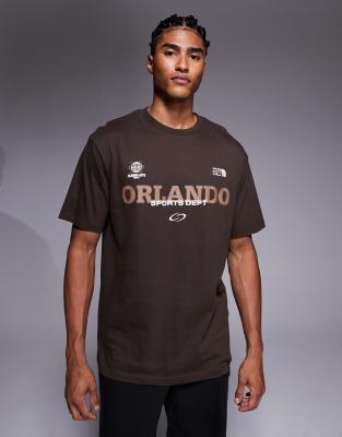 Asos Design Relaxed T-shirt With City Graphic In Brown