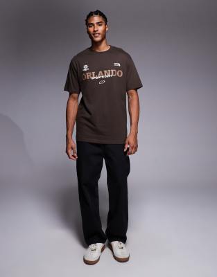 Asos Design Relaxed T-shirt With City Graphic In Brown