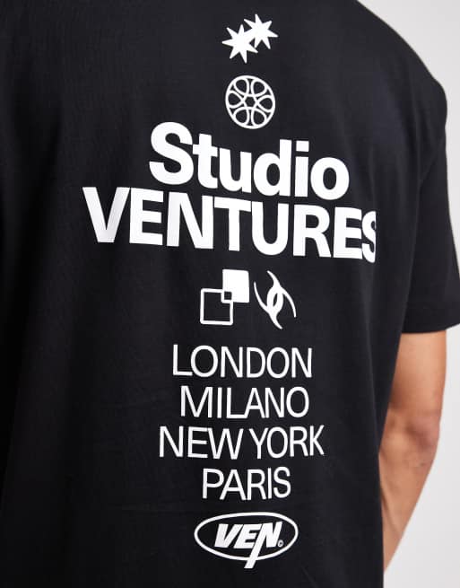 ASOS DESIGN relaxed t-shirt with city text graphic in black, 5 of 6