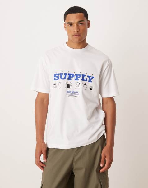 ASOS DESIGN relaxed t-shirt with coffee shop print in white - view 1