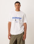 [ASOS DESIGN] ASOS DESIGN relaxed t-shirt with coffee shop print in white M Whtie