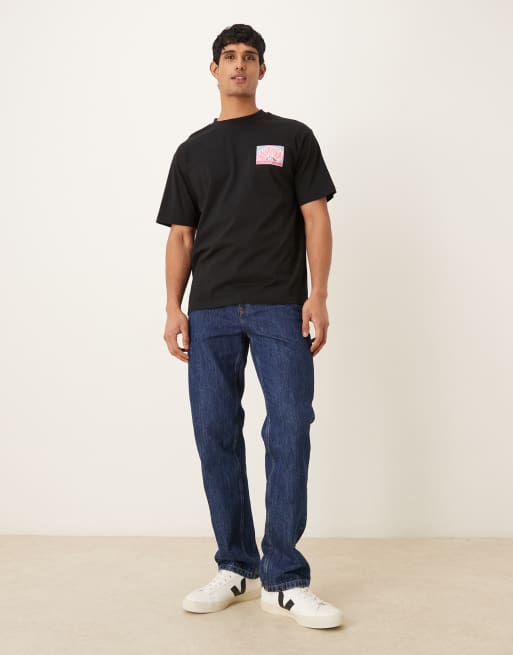 ASOS DESIGN relaxed T-shirt with color block flower graphic in black, 2 of 5