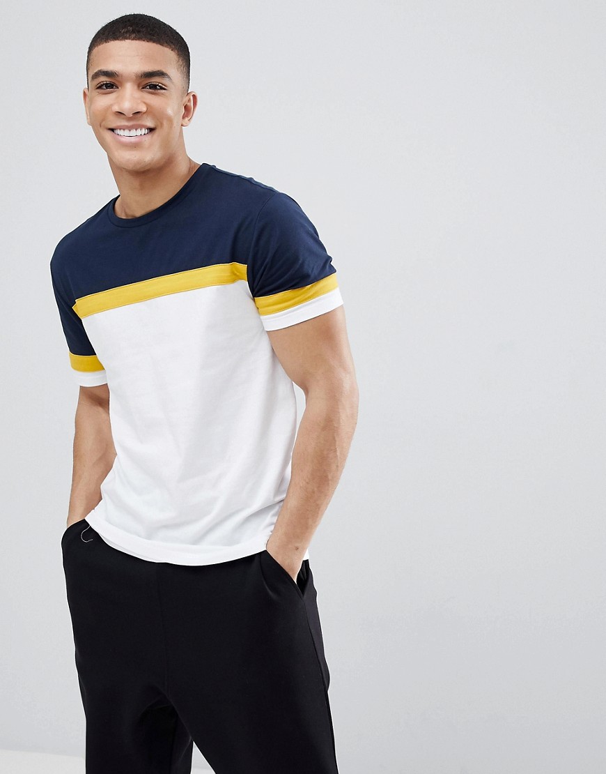 ASOS DESIGN relaxed t-shirt with colour block in navy