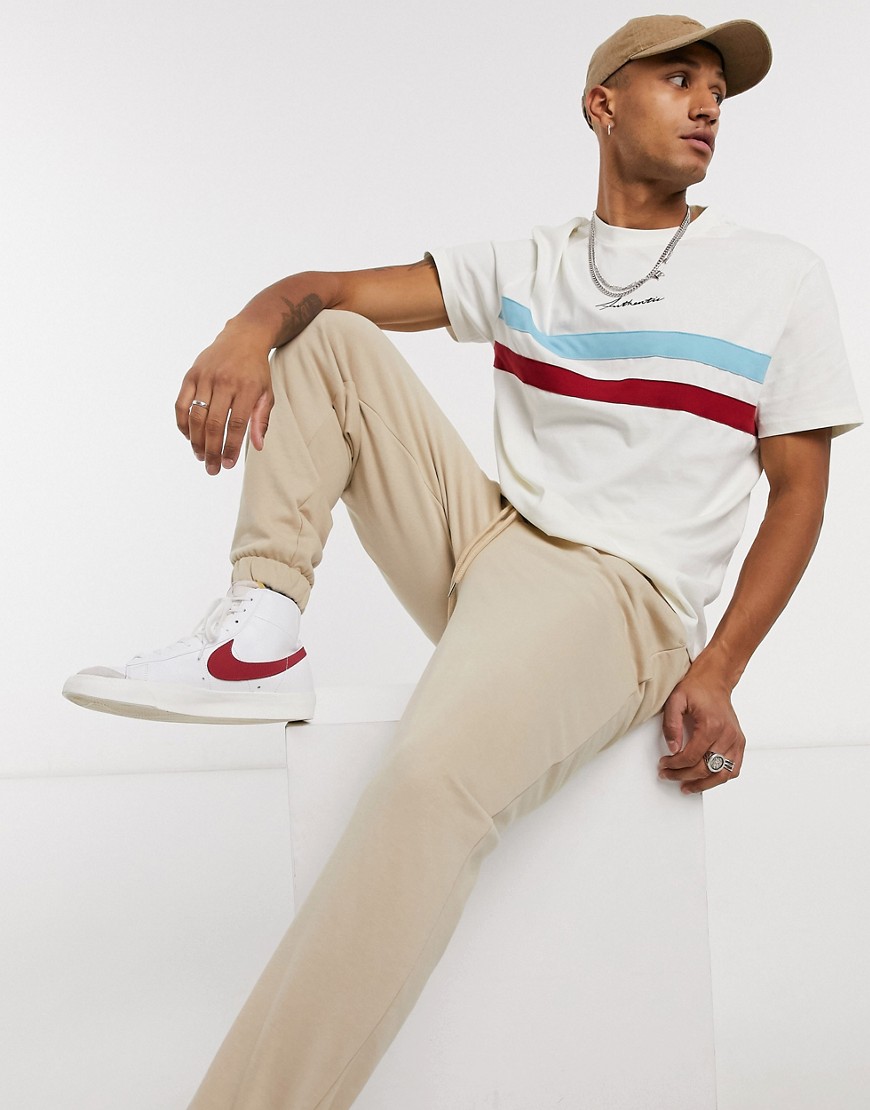 ASOS DESIGN relaxed t-shirt with colour block panels and small chest city print-White