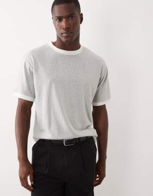 Asos Design Relaxed T-shirt With Contrast Ringer In White