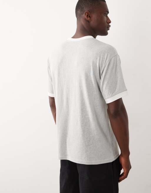 ASOS DESIGN relaxed t-shirt with contrast ringer in light green linen look, 5 of 5