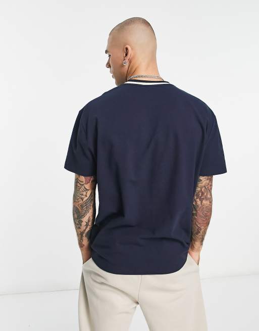 ASOS DESIGN relaxed t-shirt with contrast trim detail in navy | ASOS