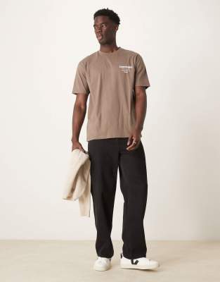 Asos Design Relaxed T-shirt With Copenhagen Back Print In Neutral