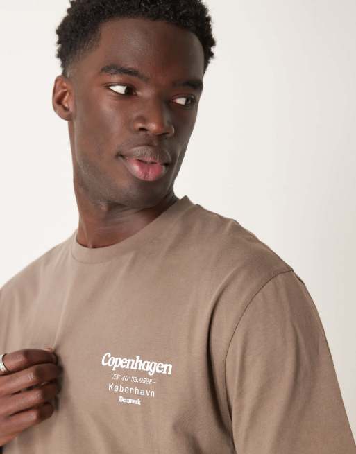ASOS DESIGN relaxed t-shirt with copenhagen back print in brown , 3 of 4