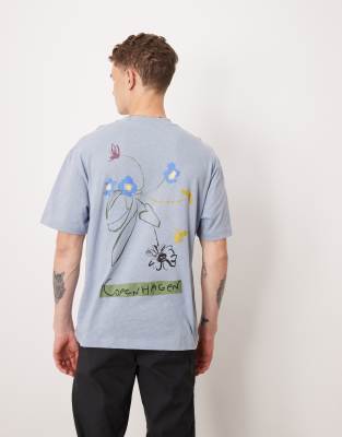 ASOS DESIGN relaxed t-shirt with Copenhagen graphic in blue - view 1