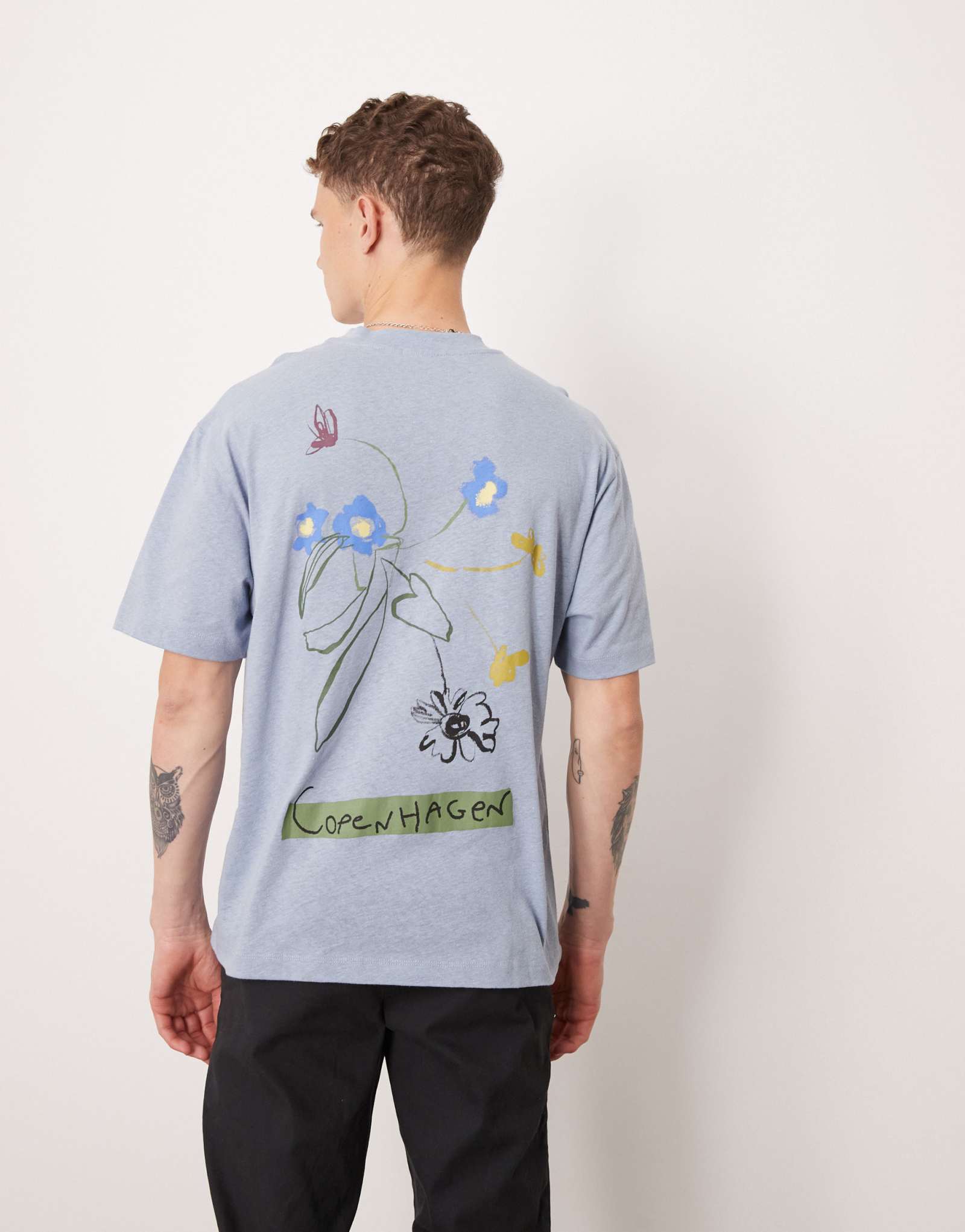 Непринужденная футболка ASOS DESIGN с изображением Копенгагена синего цвета