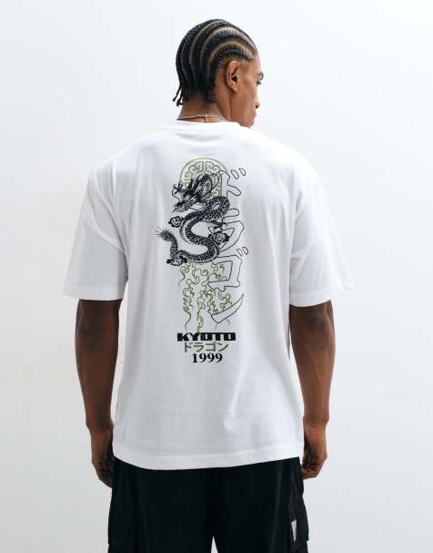 ASOS DESIGN relaxed t-shirt with dragon graphic in white - view 1