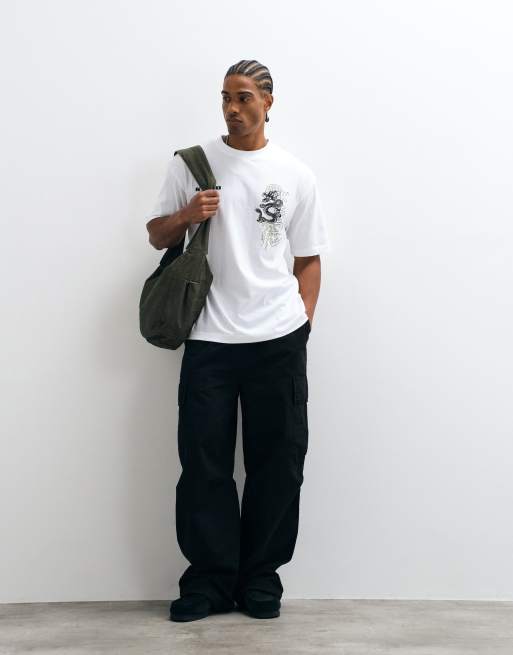 ASOS DESIGN relaxed t-shirt with dragon graphic in white, 2 of 5