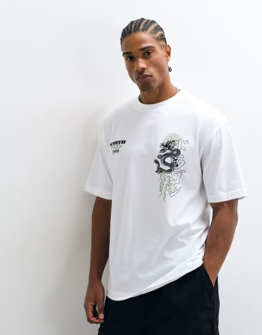 ASOS DESIGN relaxed t-shirt with dragon graphic in white, 3 of 5