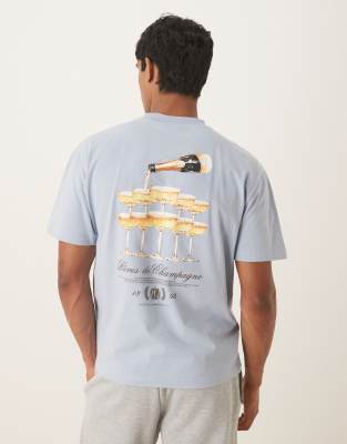 Asos Design Relaxed T-shirt With Drinks Graphic In Gray