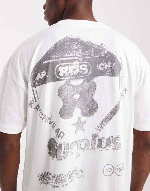 ASOS DESIGN relaxed t-shirt with dropped shoulder and street graphic in white, 5 of 5