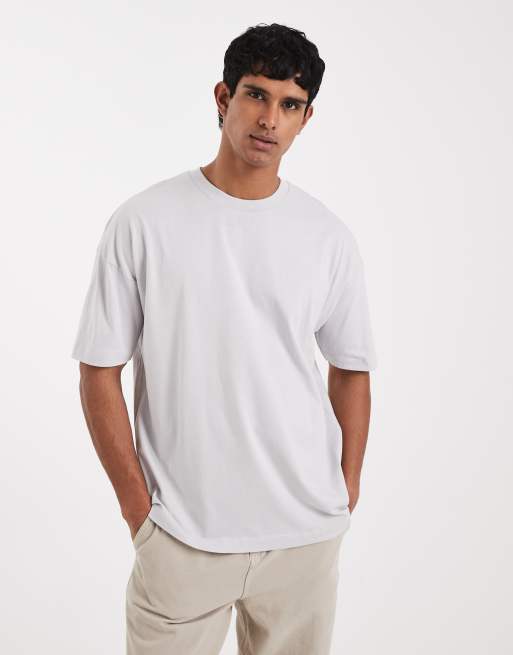 ASOS DESIGN relaxed t-shirt with dropped shoulder and&nbsp; street graphic puff print in grey, 3 of 5