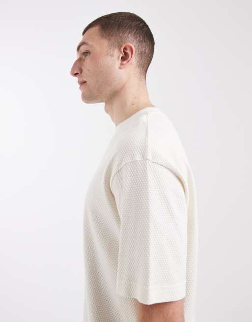 ASOS DESIGN relaxed t-shirt with elasticated hem in beige texture, 4 of 5
