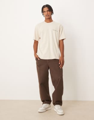 Asos Design Relaxed T-shirt With Floral Back Print In Neutral