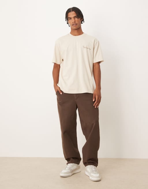 ASOS DESIGN relaxed t-shirt with floral back print in off white 