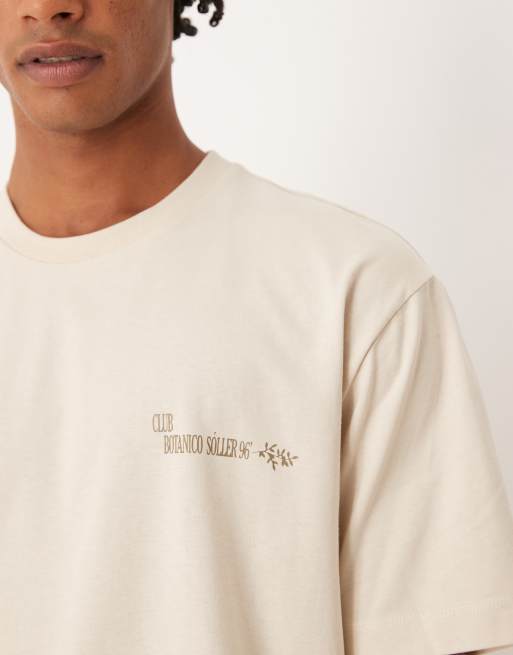ASOS DESIGN relaxed t-shirt with floral back print in off white 