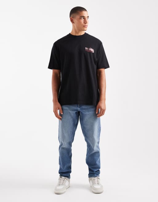 ASOS DESIGN relaxed t-shirt with floral chest graphic in black, 2 of 5