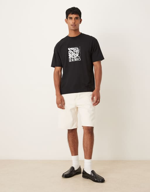 ASOS DESIGN relaxed t-shirt with floral chest print in black , 2 of 5