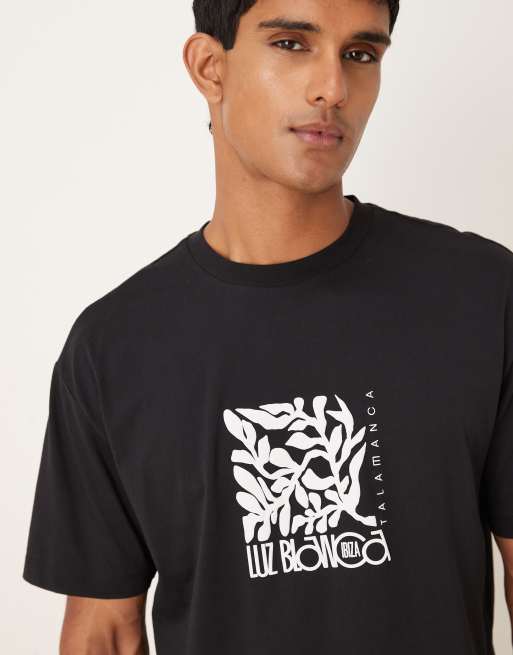 ASOS DESIGN relaxed t-shirt with floral chest print in black , 5 of 5