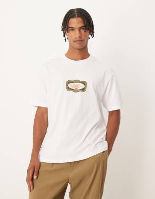 Asos Design Relaxed T-shirt With Front Chest Label In White