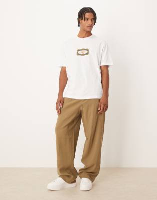 Asos Design Relaxed T-shirt With Front Chest Label In White