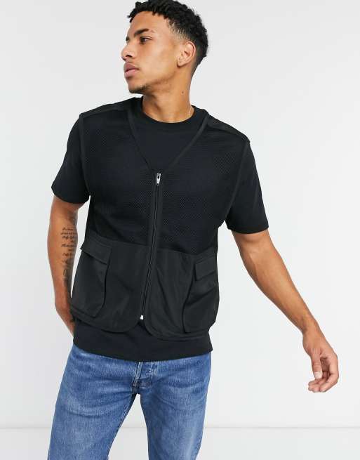 ASOS DESIGN relaxed t shirt with gilet layer in black