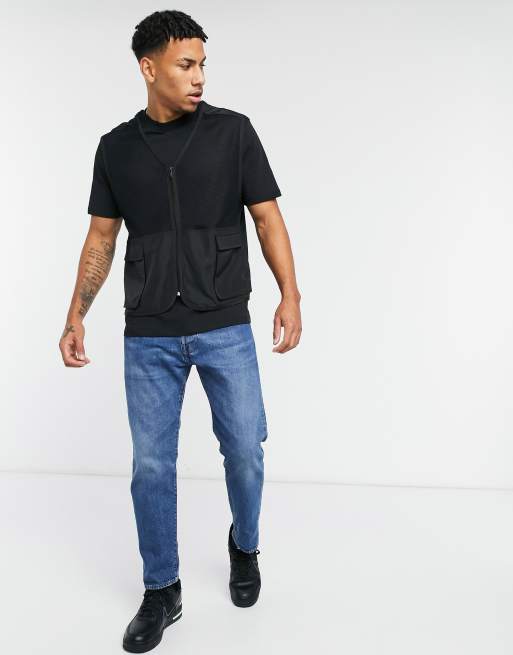 ASOS DESIGN relaxed t shirt with gilet layer in black