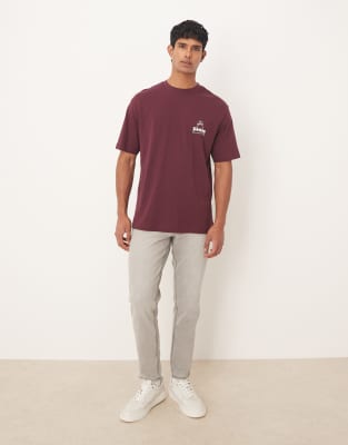Asos Design Relaxed T-shirt With Glass Print In Red