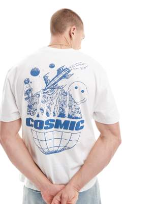 ASOS DESIGN relaxed t-shirt with globe back print in white