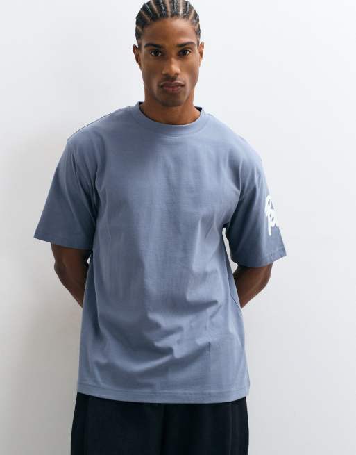 ASOS DESIGN relaxed t-shirt with graffiti graphic in blue, 2 of 5