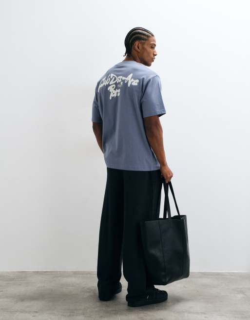 ASOS DESIGN relaxed t-shirt with graffiti graphic in blue, 3 of 5