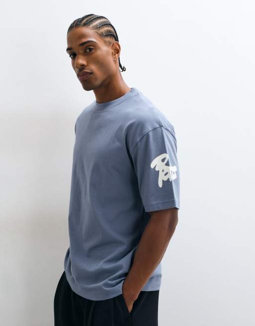 ASOS DESIGN relaxed t-shirt with graffiti graphic in blue, 4 of 5