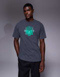 [ASOS DESIGN] ASOS DESIGN relaxed t-shirt with high build city print in washed black-Grey M Asphalt