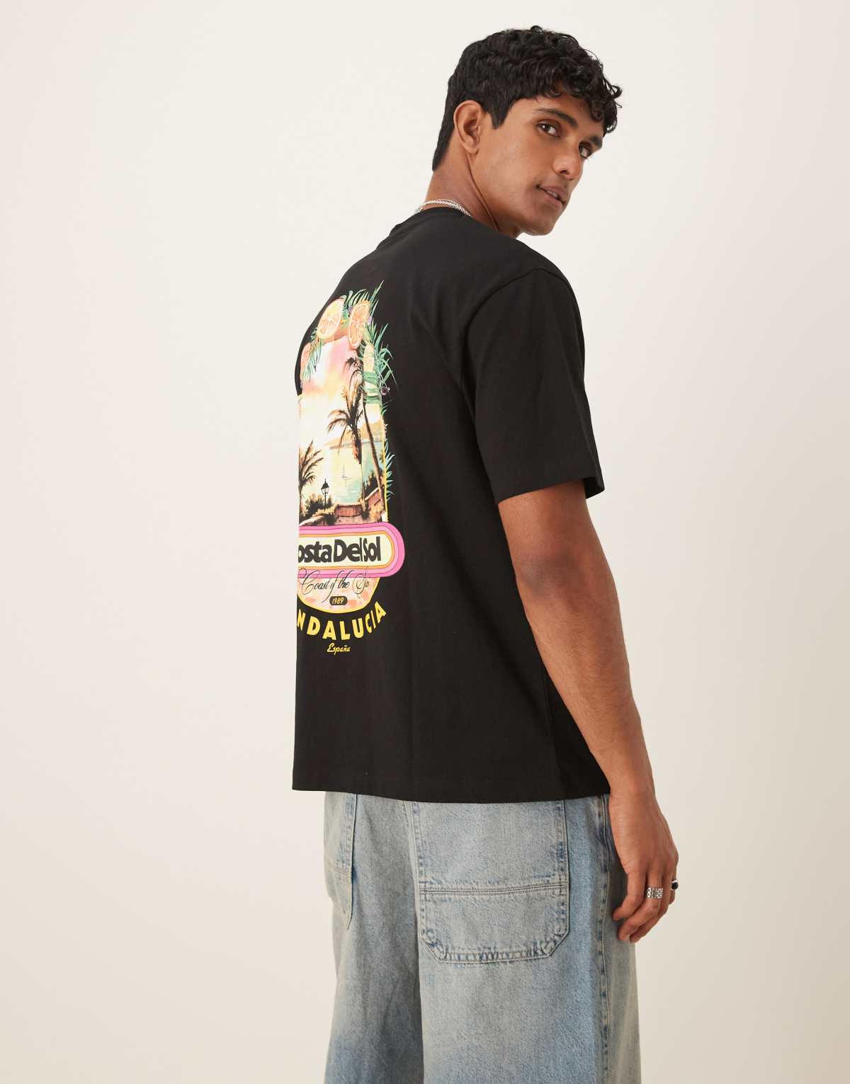 ASOS DESIGN relaxed t-shirt with high summer graphic in black