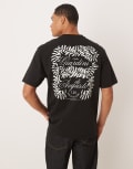 [ASOS DESIGN] ASOS DESIGN relaxed t-shirt with leaf print in black M BLACK