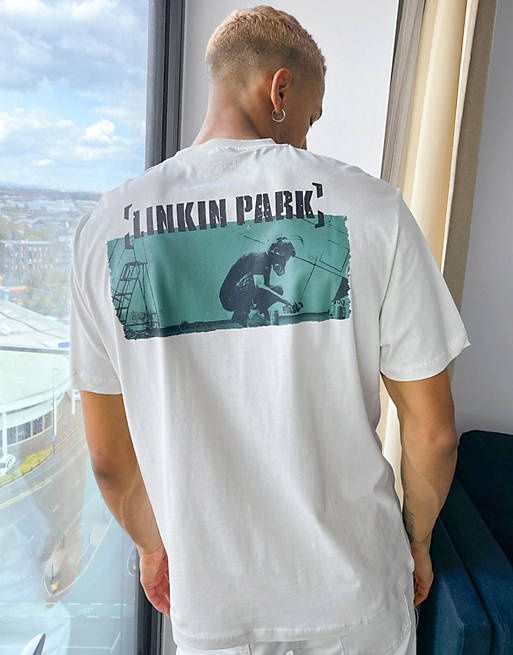 Men relaxed t-shirt with Linkin Park print in white 