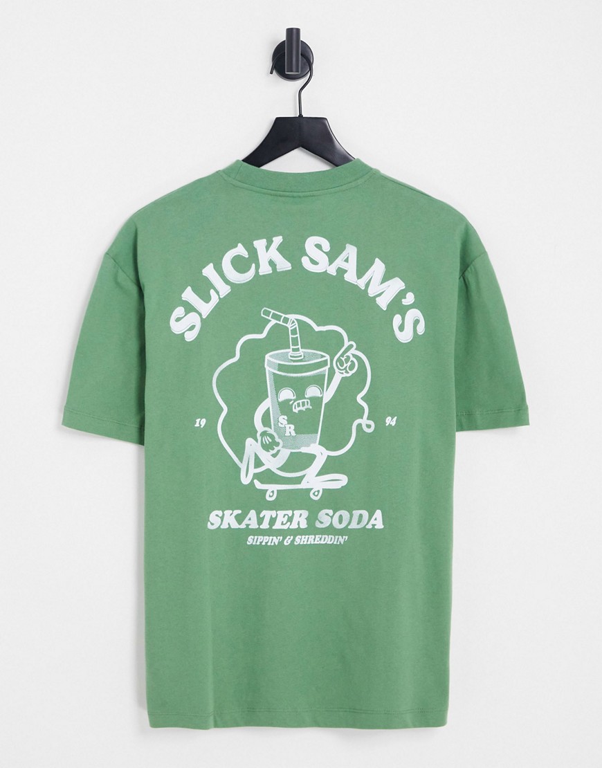 ASOS DESIGN relaxed t-shirt with milkshake back & chest print in green