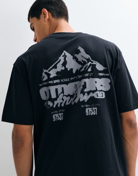 ASOS DESIGN relaxed t-shirt with mountain graphic in black - view 1