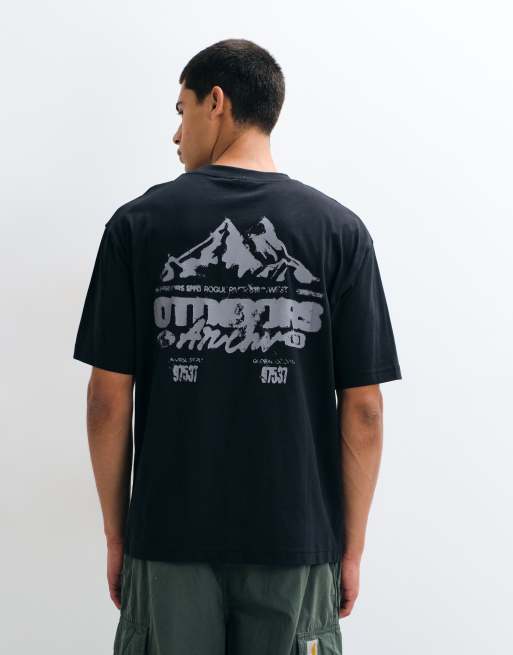 ASOS DESIGN relaxed t-shirt with mountain graphic in black, 5 of 5