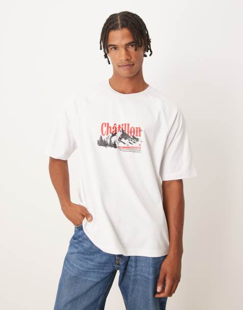 ASOS DESIGN relaxed t-shirt with mountain print in white - view 1