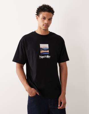 Asos Design Relaxed T-shirt With Napa Valley Embroidered Graphic In Black